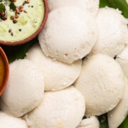 soft and fluffy idlis served with chutney