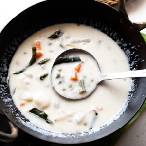 kerala veg stew served with appam