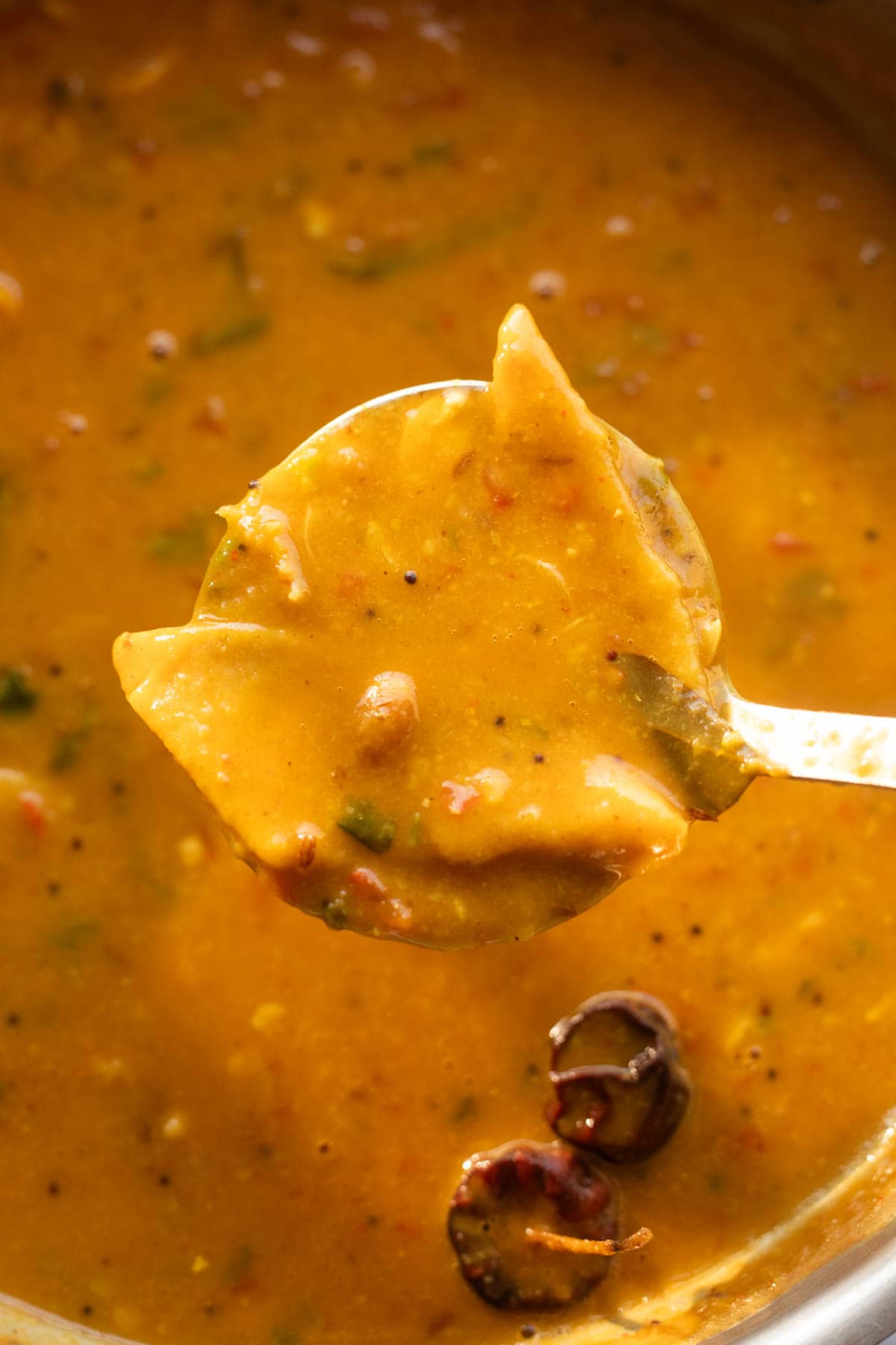 close up dal dhokli to show it's texture