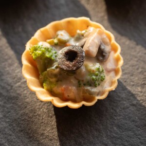 a close up of veg canapes to show it's texture