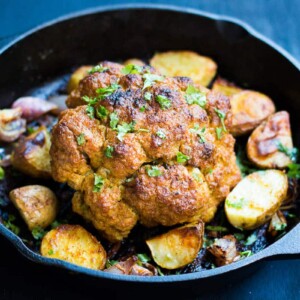 Easy Tandoori Whole Baked Cauliflower that is a really different way of serving cauliflower!