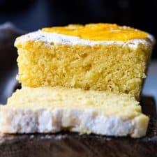 Close up of orange buttermilk pound cake crumb