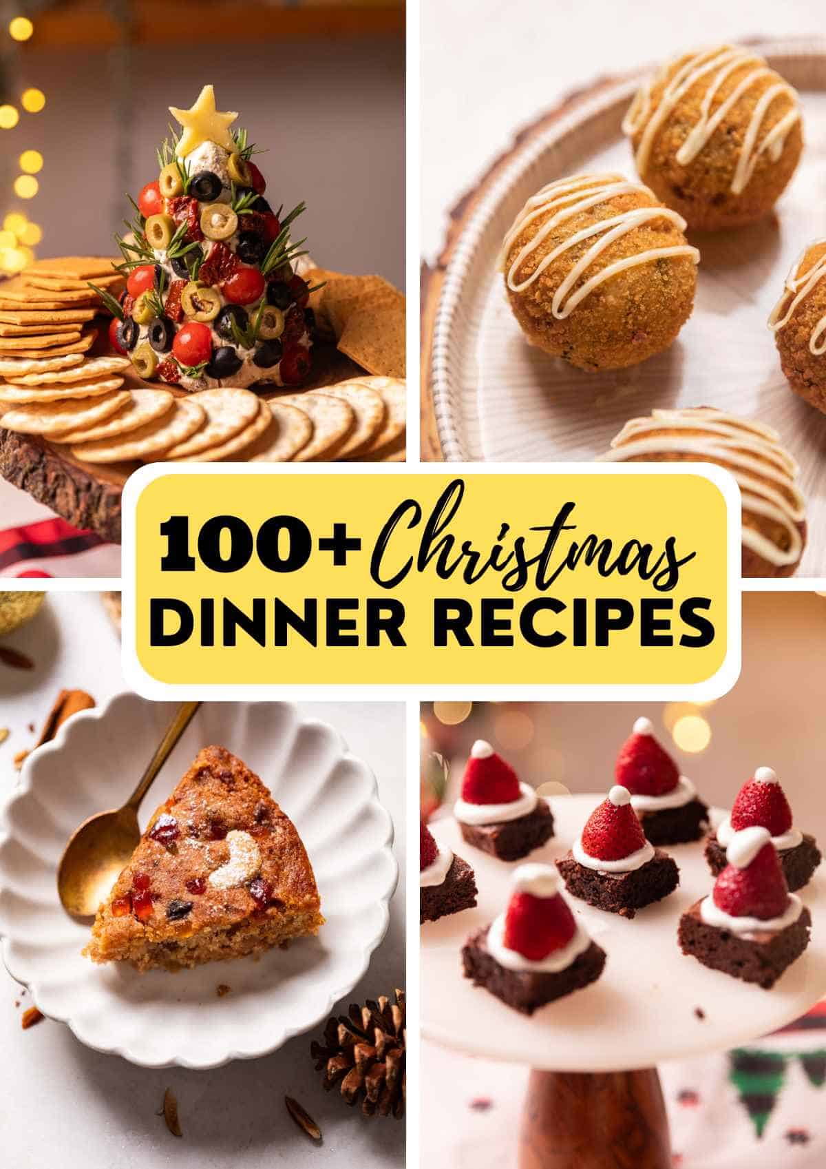 a picture collage of 4 different Christmas recipes with text overlay