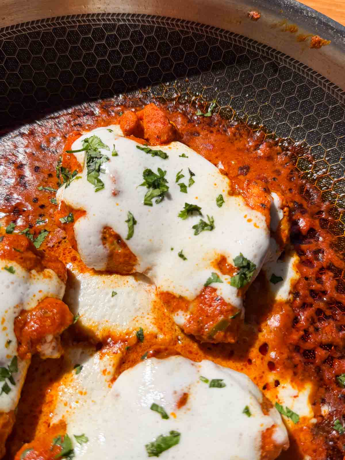 a close up image of iffa chicken to show it's texture and color