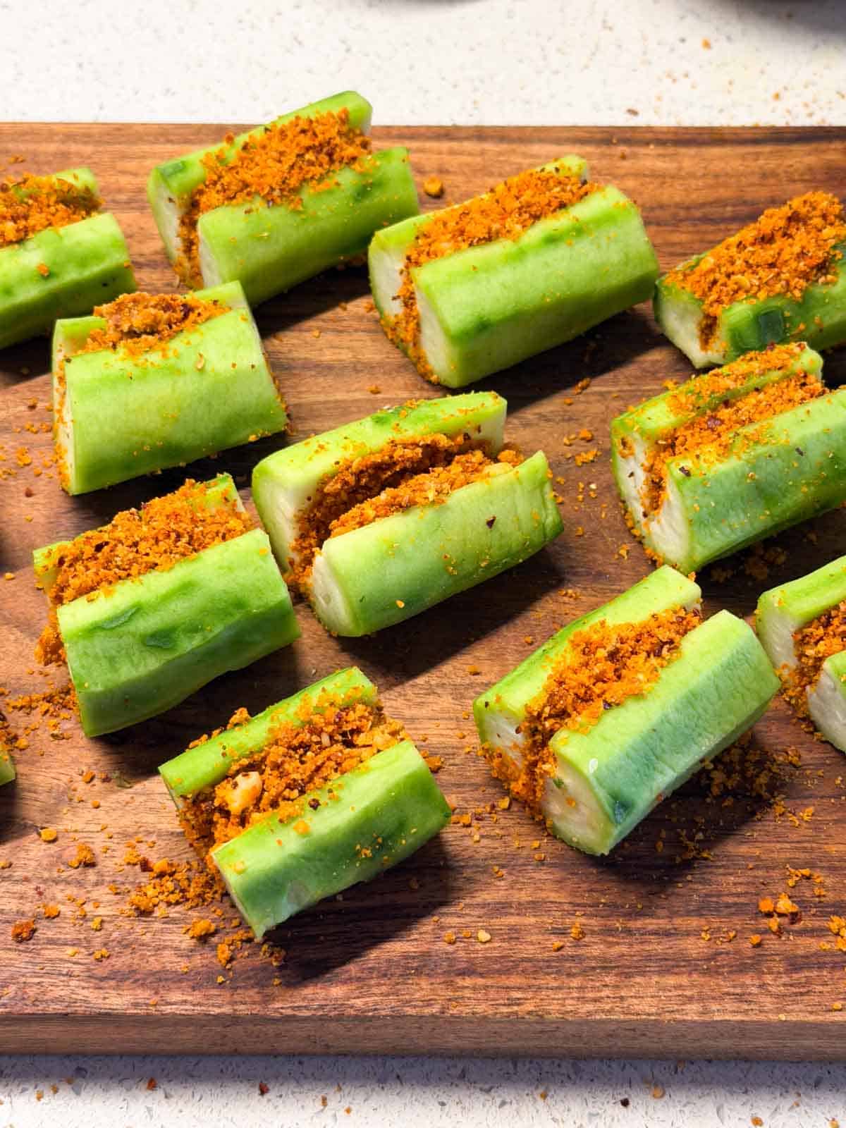 turai pieces stuffed and ready to be cooked for the sabzi