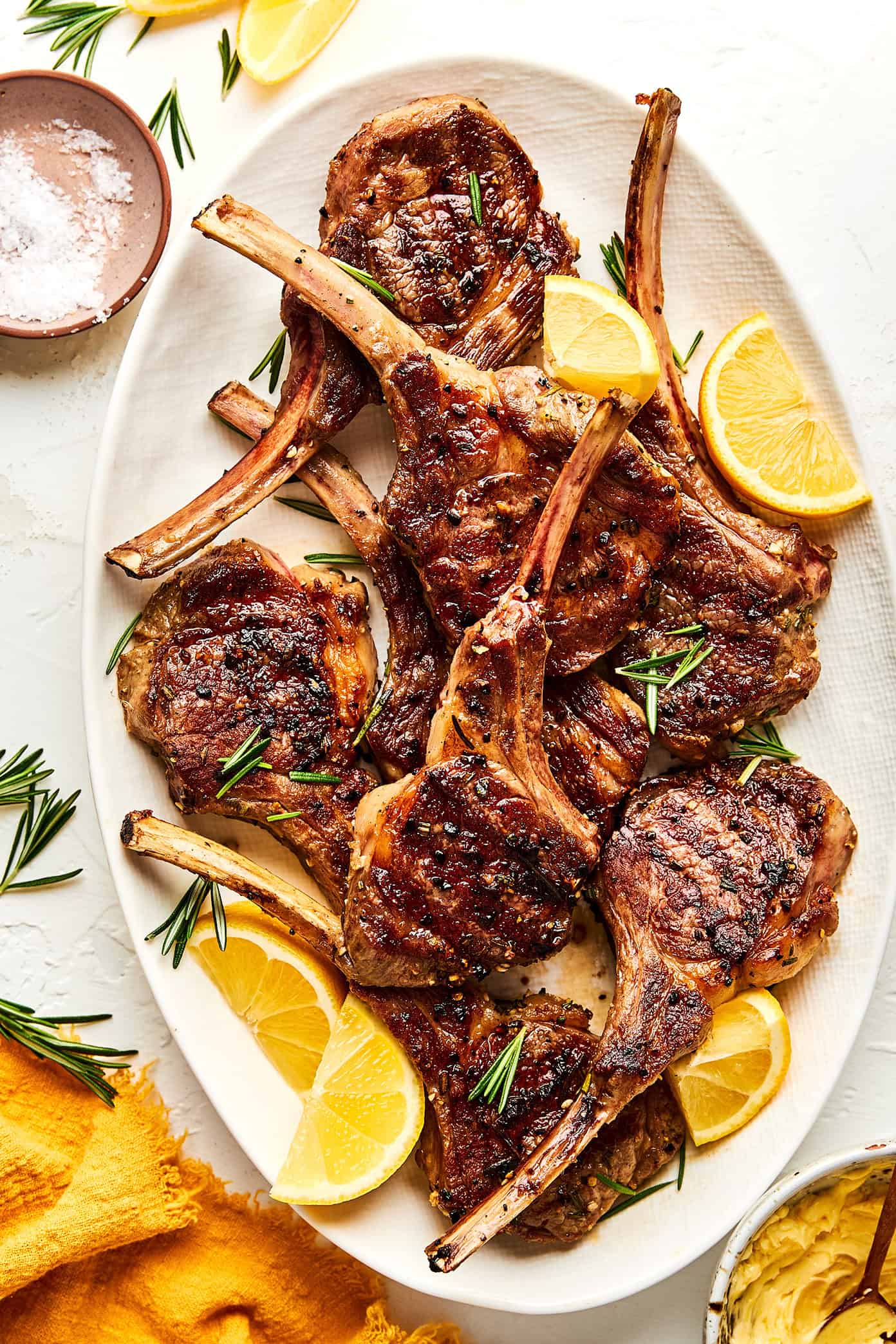 Garlic Rosemary Lamb Chops with Lemon Butter