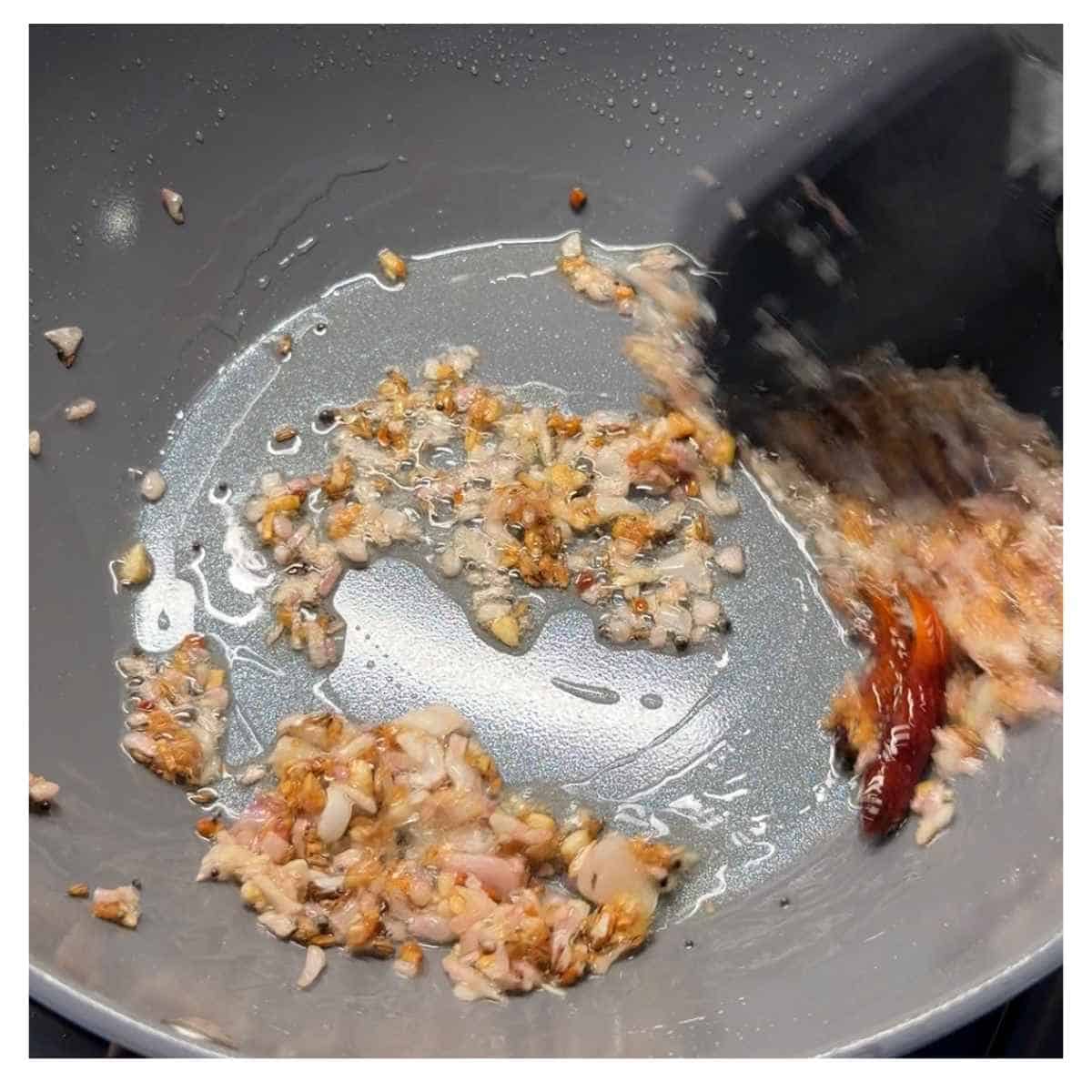 sauteing aromatics to make the base for kadhi pakora