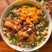 an image of thai mango quinoa salad served in a bowl