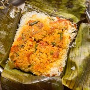 close up image of veg steamed potli biryani ready to be served