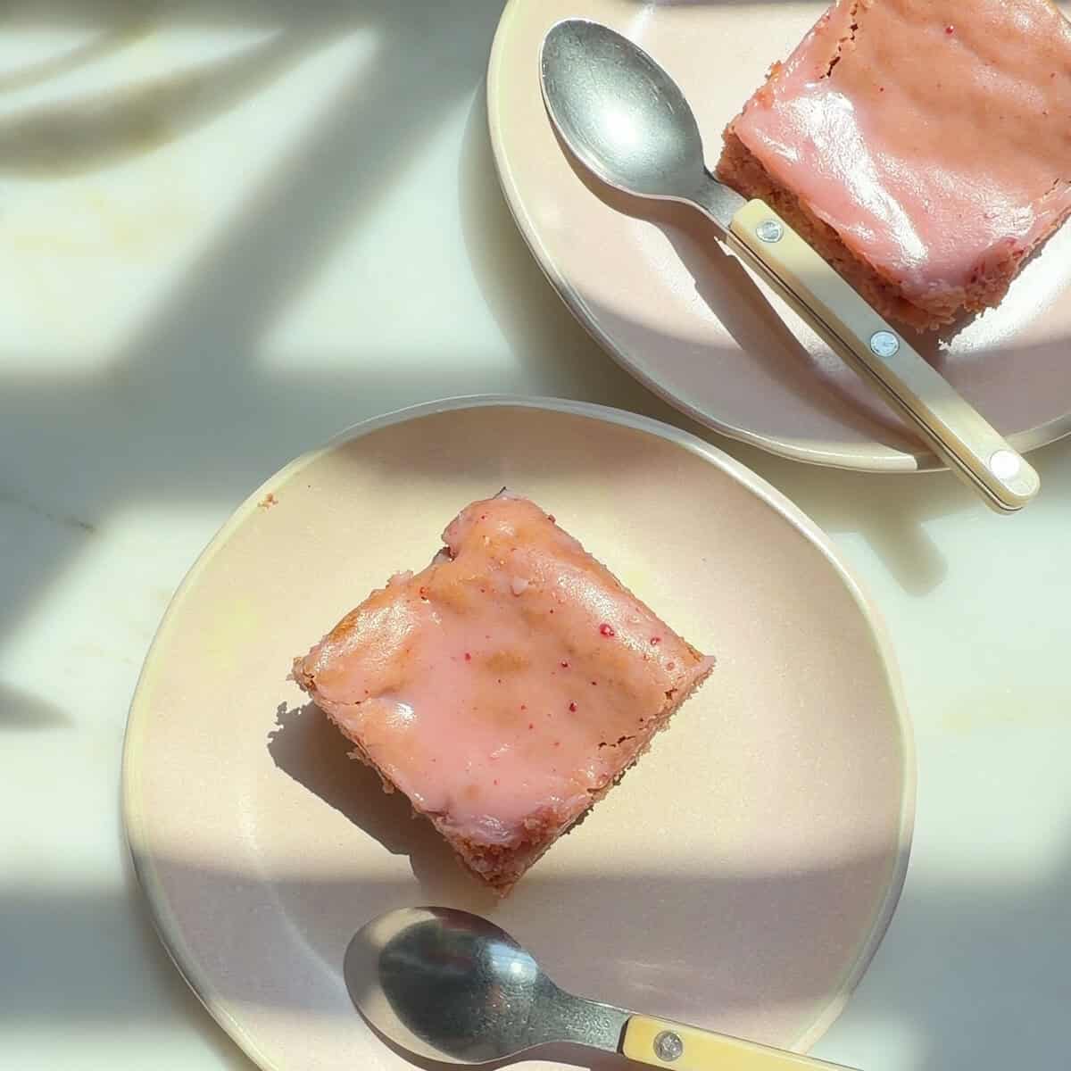Strawberry Brownies with White Chocolate Glaze