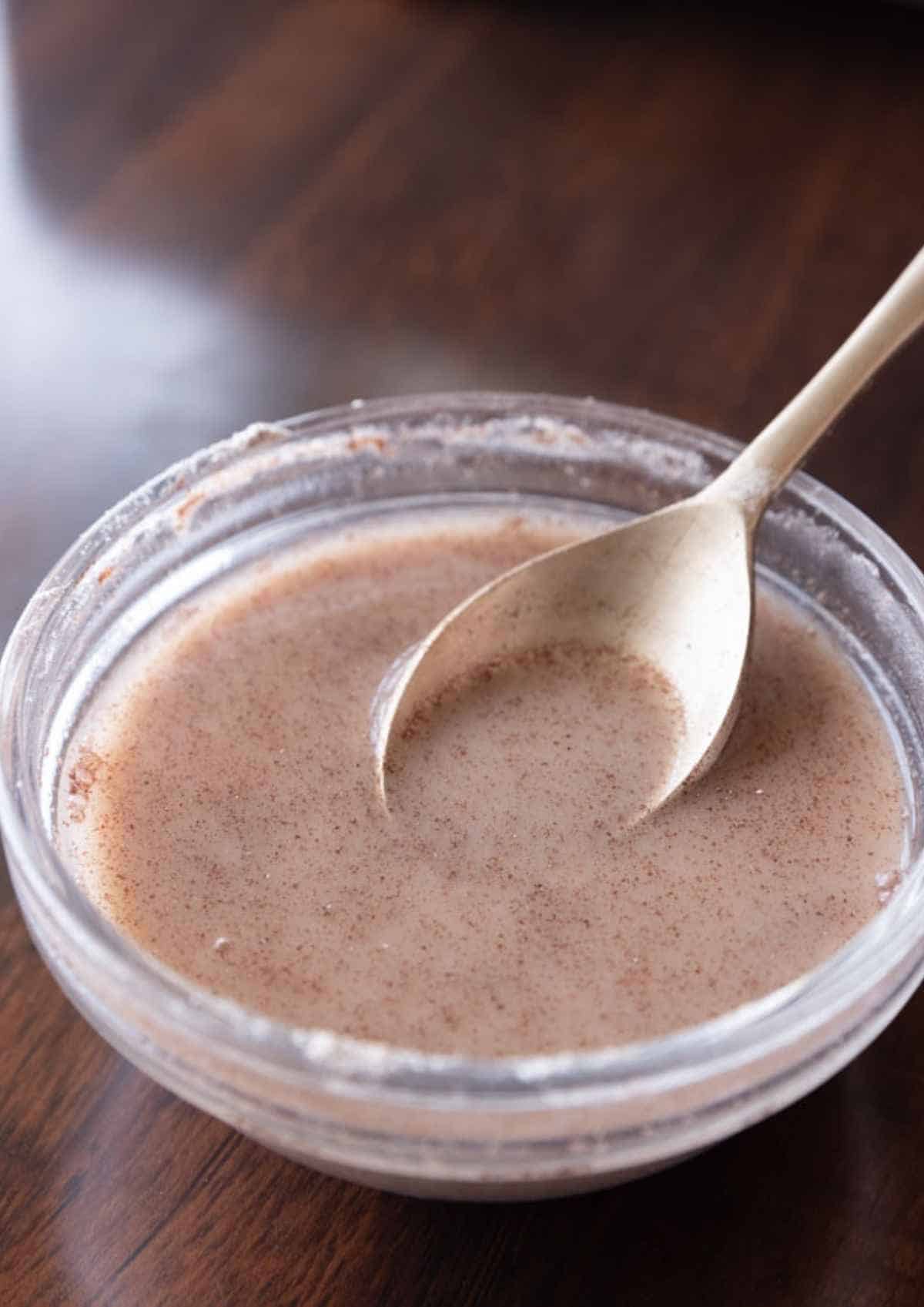 an image of ragi or finger millet slurry ready to used to make soup