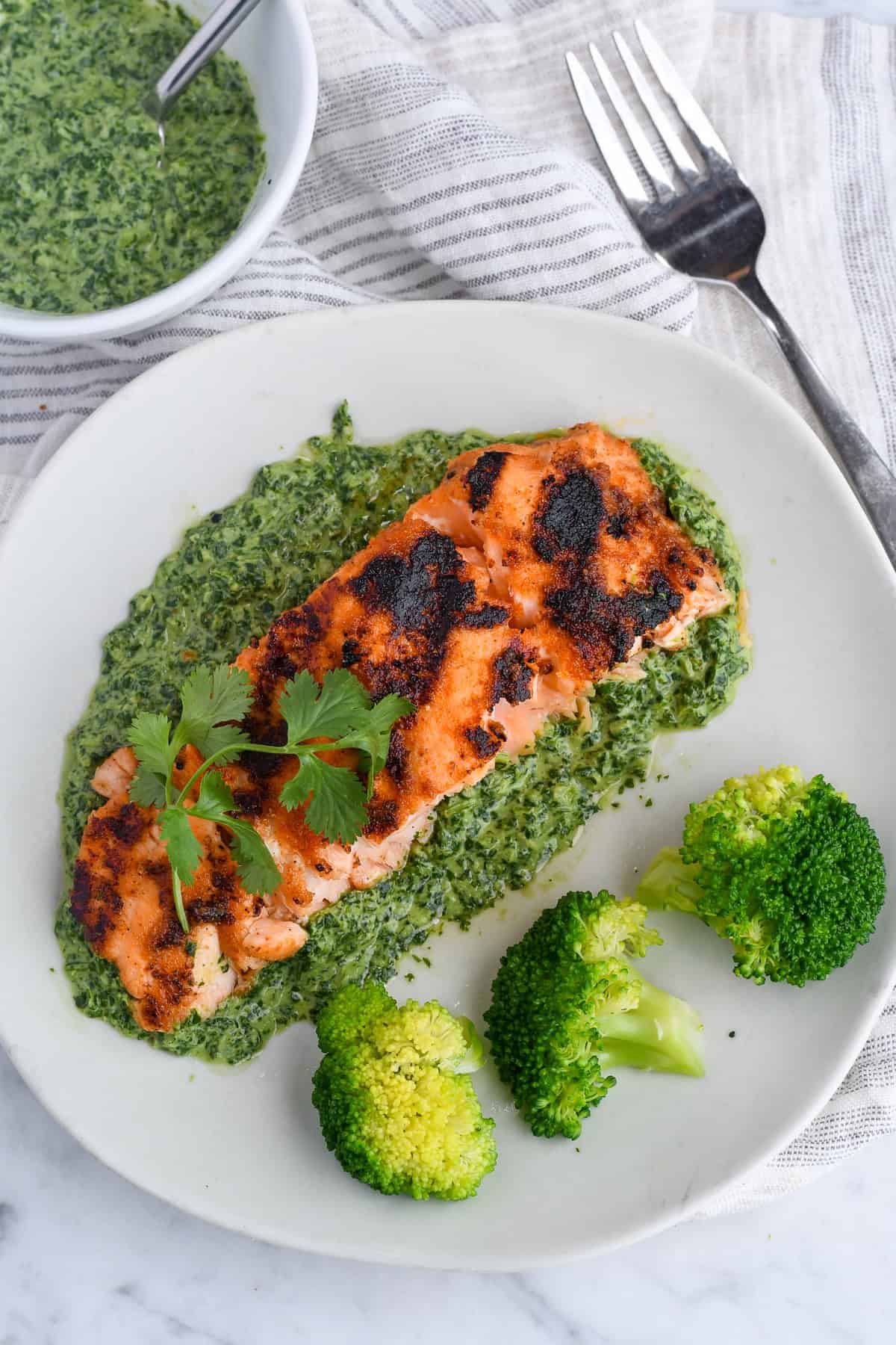 Indian-Spiced Salmon with Cilantro Mint Chutney