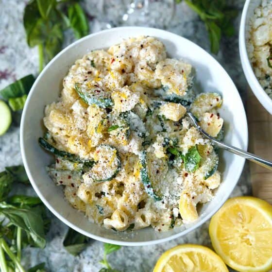 Lemon Ricotta Pasta with Zucchini and Basil