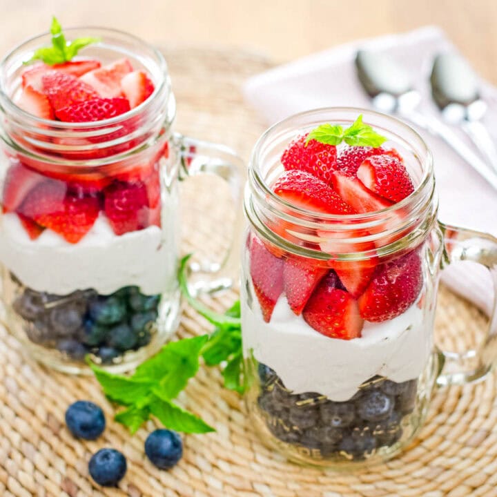 Red, White and Blue Berries and Cream (Easy No Bake 4th of July Dessert)