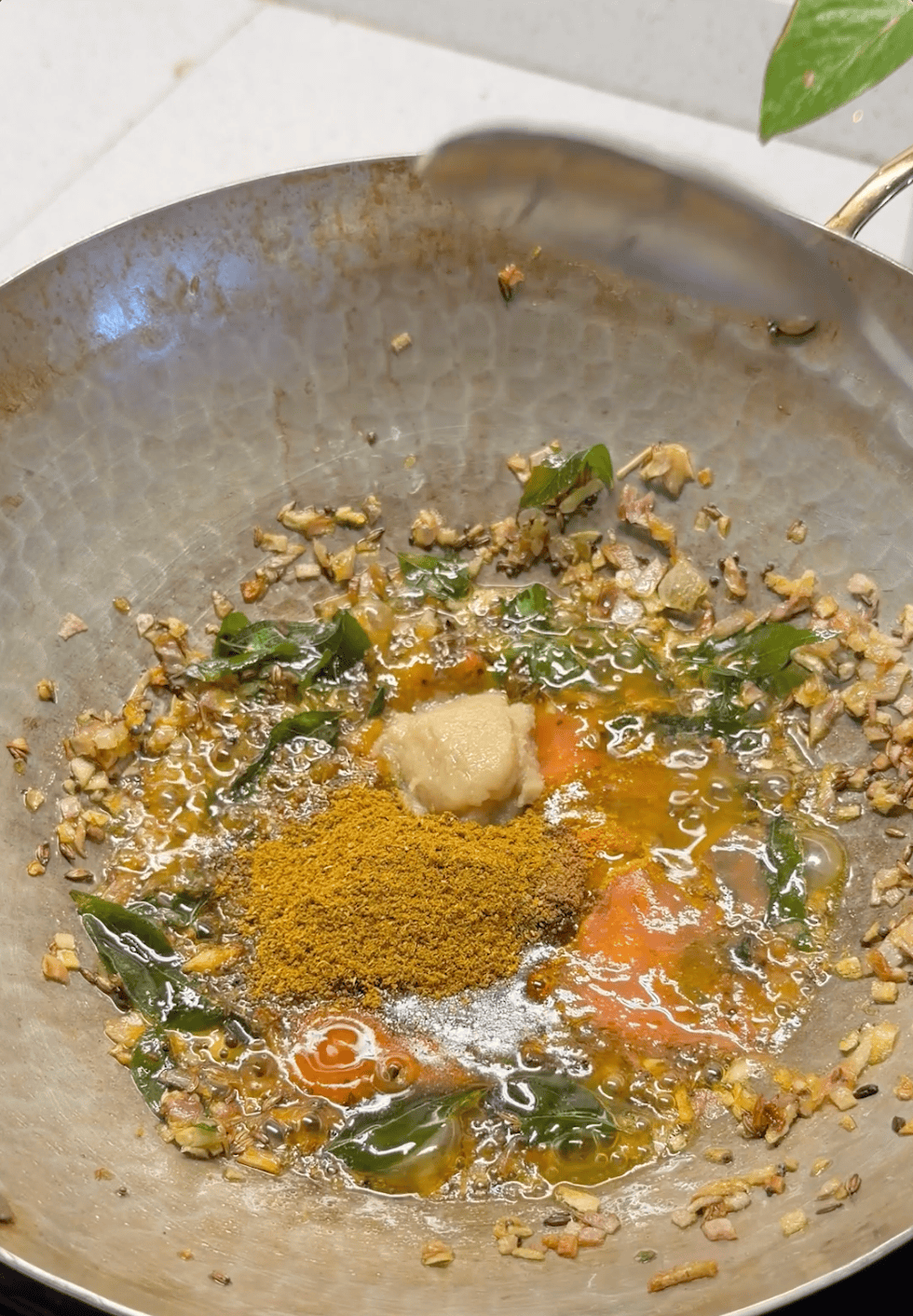 Step 2 of making mushroom masala 