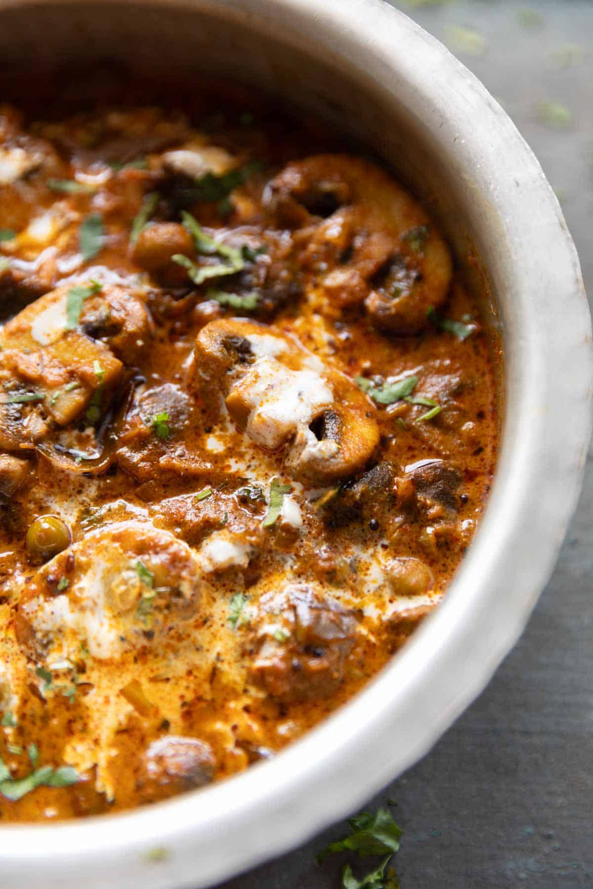 Restaurant Style Mushroom Masala with Matar