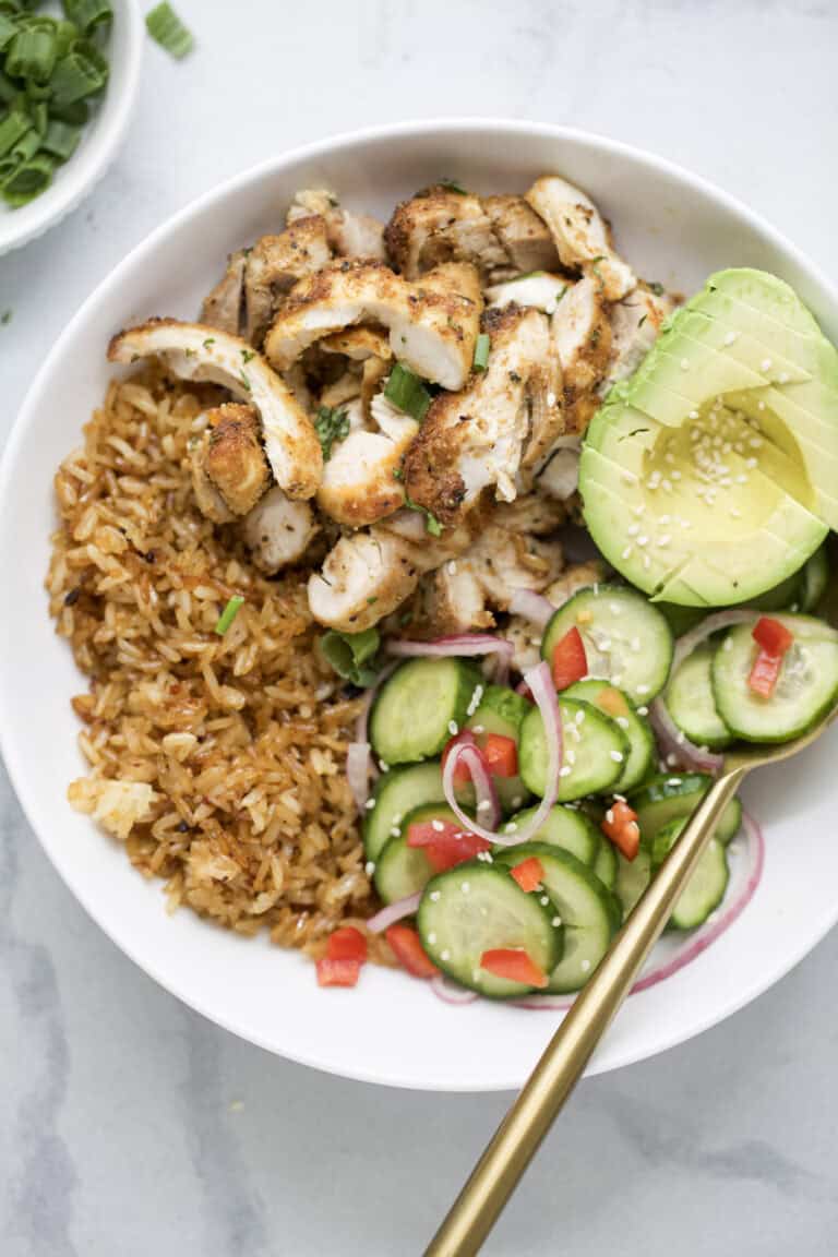 Crispy Chicken Rice Bowls with Spicy Mayo