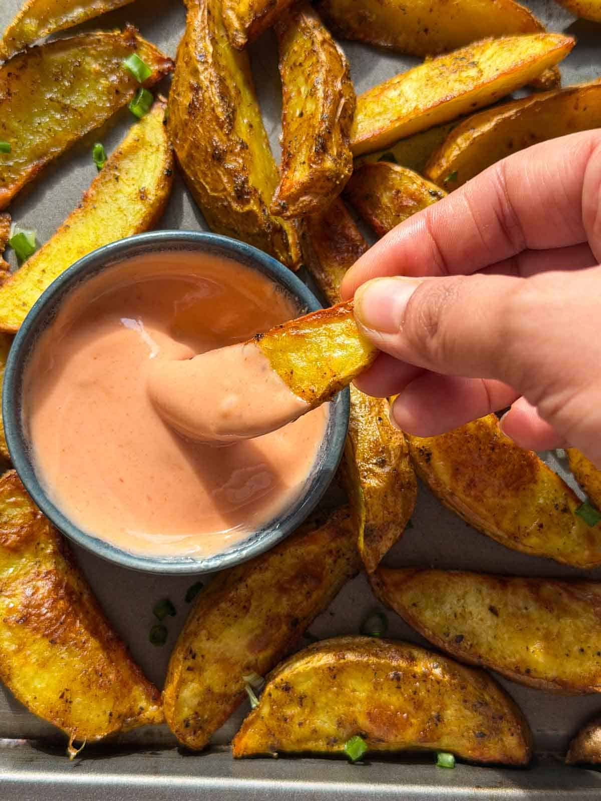 Masala Potato Wedges in Air Fryer