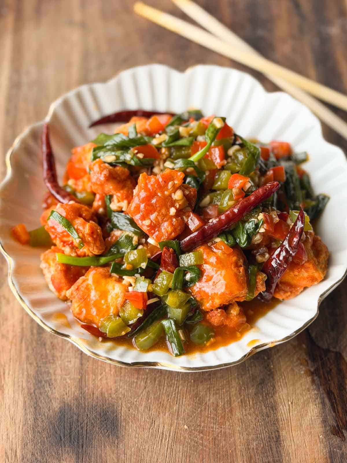 Crispy Chili Tofu in air fryer