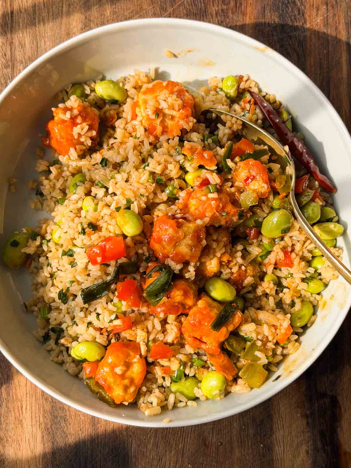 High-Protein Edamame Garlic Rice