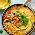 This Mexican oatmeal bowl is the healthier version of a Mexican breakfast bowl. The oatmeal is seasoned with all the spices that go into your favorite taco, and then topped with salsa, corn, avocado, jalapenos and cheddar. Super simple to make but you&rsquo;ll feel like a king when you dig into this!