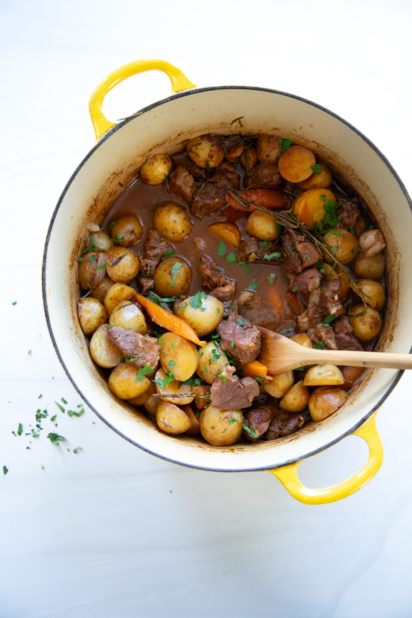 Classic Lamb Shoulder Stew with Wine and Potatoes